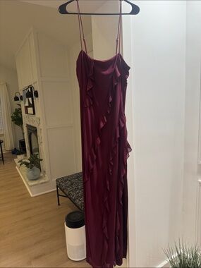 Angel Biba Burgundy Ruffle Maxi Dress